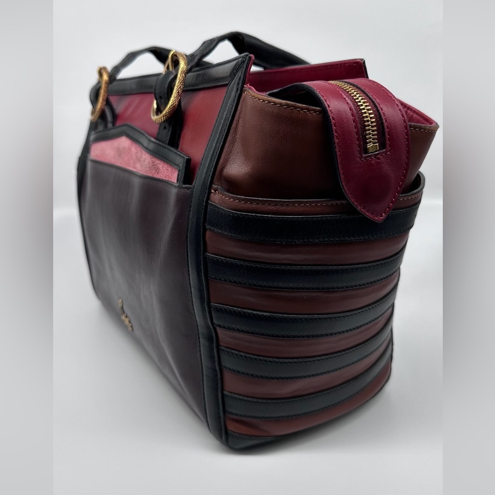 Christian Louboutin Farida Large Leather & Suede Tote Bag – Burgundy/Black/Red - Picture 6 of 16